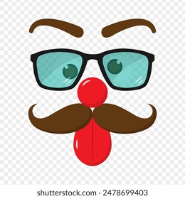 Vector illustration of funny mask on transparent background