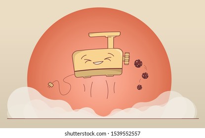 vector illustration of a funny meat grinder