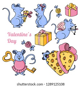 Vector illustration with funny mice for Valentine's Day.
