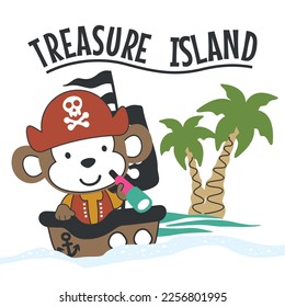 Vector illustration of funny monkey pirate, suitable for stickers and t shirts kids baby, t shirt print design, fashion graphic and other decoration.