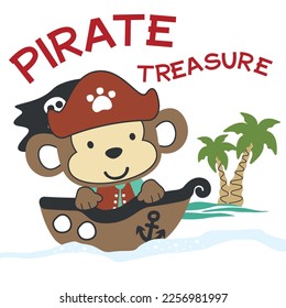 Vector illustration of funny monkey pirate, suitable for stickers and t shirts kids baby, t shirt print design, fashion graphic and other decoration.