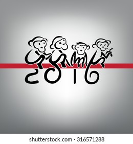 Vector illustration with funny monkeys