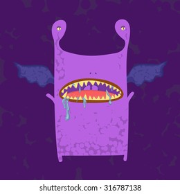 Vector illustration funny monster with wings
