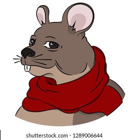 Vector illustration of a funny mouse in a ball