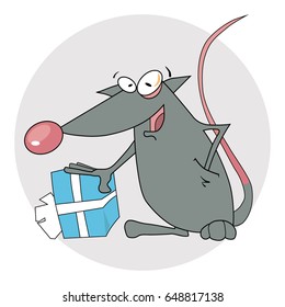 Vector illustration with funny Mouse. Print. Character.