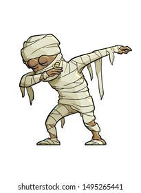 Vector Illustration of a Funny Mummy Doing the Dab Move. 