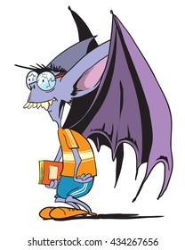 Vector illustration of Funny nerd bat