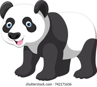 Vector illustration of funny panda cartoon isolated on white background