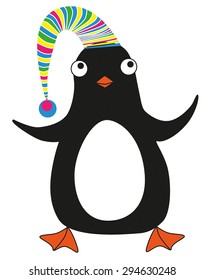 The vector illustration with funny penguin
