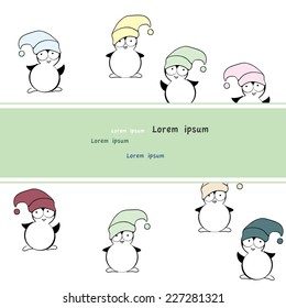 Vector illustration, funny penguins