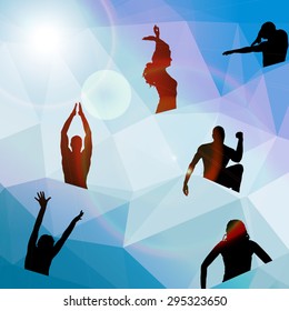 Vector illustration funny people on low poly
