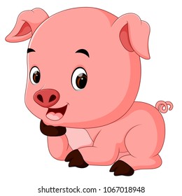 vector illustration of funny pig cartoon