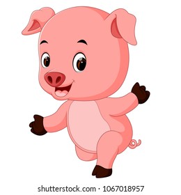 vector illustration of funny pig cartoon