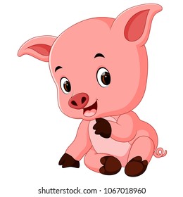 vector illustration of funny pig cartoon