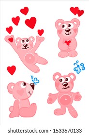 vector illustration of funny pink bears
