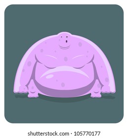 Vector illustration of funny pink surprised monster