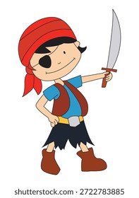 Ilustración vectorial del pirata divertido