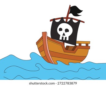 Ilustración vectorial de barco pirata divertido