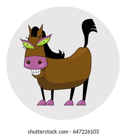 Vector illustration with funny Pony. Character. Print.