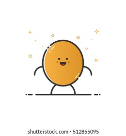 Vector illustration of funny potato character cartoon isolated in line style. Linear brown cute vegetable icon with face smile. Flat design banner web and mobile app Outline vegan expression