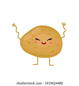 ilustración vectorial con divertidas batatas, varias emociones de carácter. verduras.
