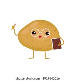 vector illustration with funny potato, various character emotions. vegetables.