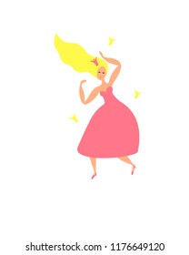 Vector illustration of a funny princess isolated on white background