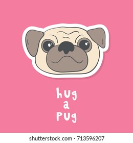 Vector illustration with funny pug