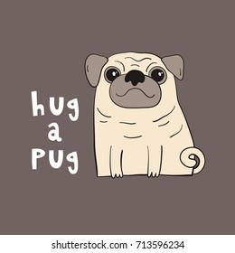 Vector illustration with funny pug