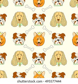Vector illustration with funny puppies on a white background