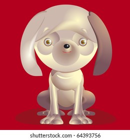 Vector illustration. Funny puppy painted as a favorite toy