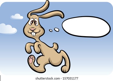 Vector illustration of funny rabbit running
