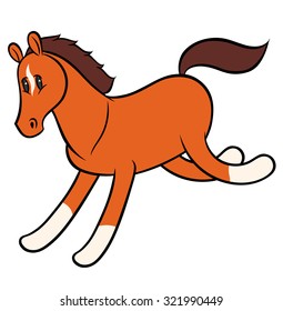 Vector illustration of a funny running horse