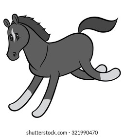 Vector illustration of a funny running horse