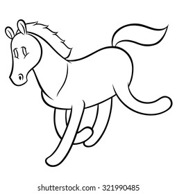 Vector illustration of a funny running horse