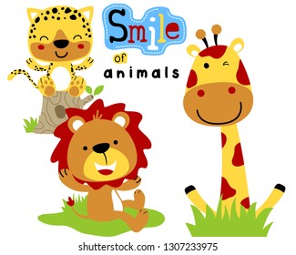 Vector illustration of funny safari animals cartoon