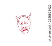 vector illustration of funny samurai face