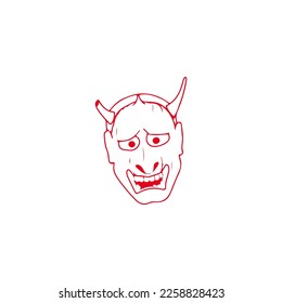 vector illustration of funny samurai face