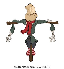 Vector illustration of a funny scarecrow. Cartoon
