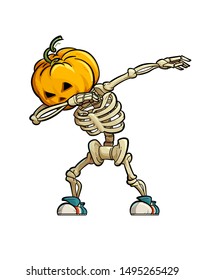 Vector Illustration of a Funny Scarecrow Doing the Dab Move. 