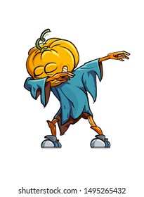 Vector Illustration of a Funny Scarecrow Doing the Dab Move. 