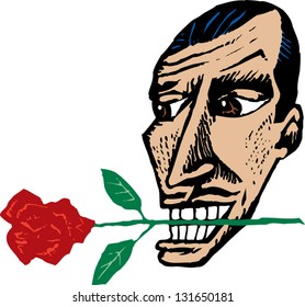 Vector illustration of funny seductive man