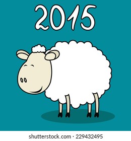 Vector illustration of funny sheep symbol of 2015 