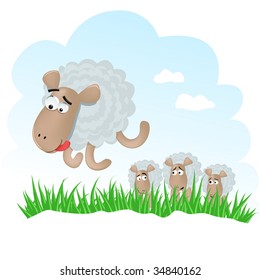 Vector illustration of Funny sheeps