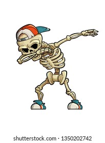 Vector Illustration of a Funny Skeleton Doing the Dab Move. 