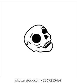 vector illustration of funny skull doodle