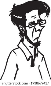 vector illustration of funny smart man professor in glasses and shirt