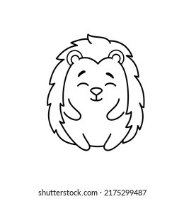 Vector illustration of funny smiling hedgehog for children coloring book