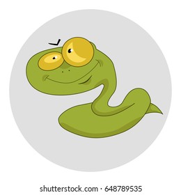 Vector illustration with funny Snake. Print. Character.