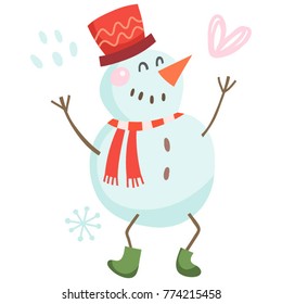 Vector illustration of a funny snowman.